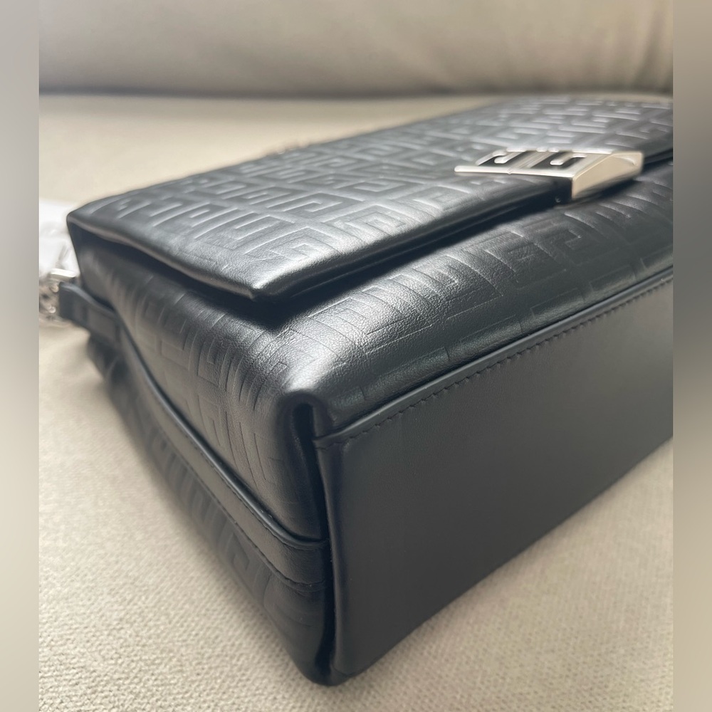 Authentic Givenchy Black Embossed Shoulder Bag wi… - image 5